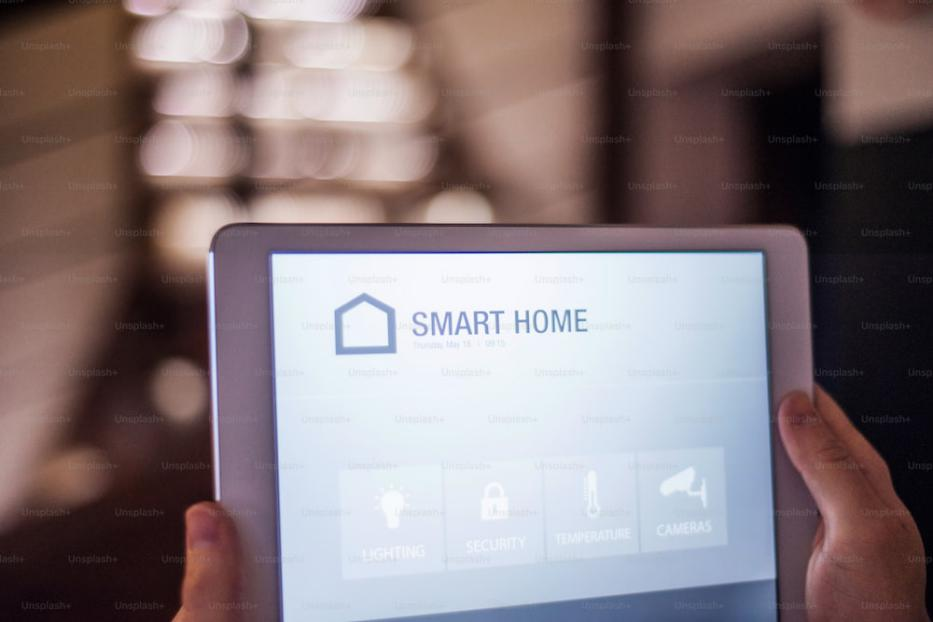 a tablet featuring a smart-home application