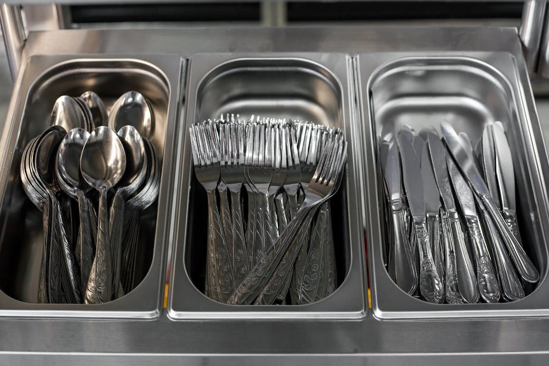 A kitchen drawer with dividers